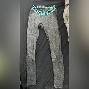 Gymshark Gray Leggings with Turquoise band